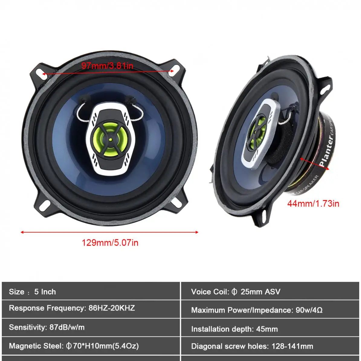 

5 Inch 500W 12V 2 Way Car Coaxial Auto Audio Music Stereo Full Range Frequency Hifi Speakers Non-destructive Installation