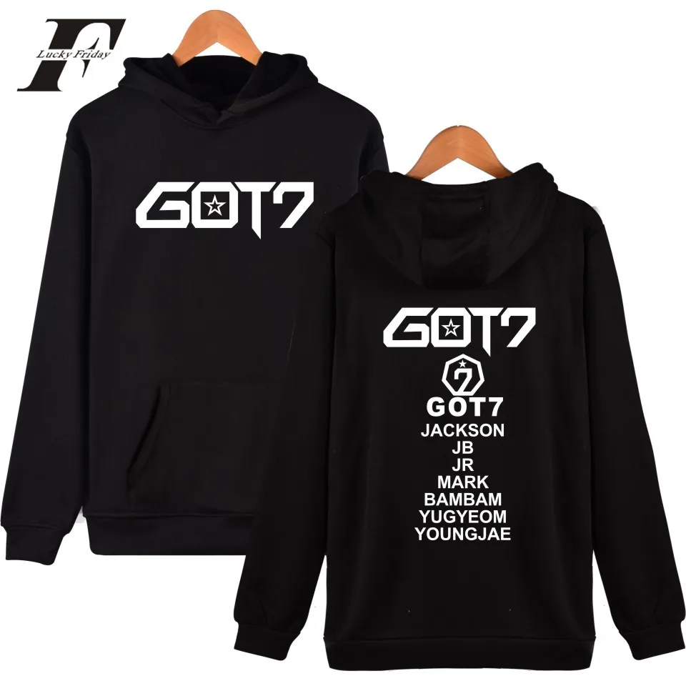 

LUCKYFRIDAYF GOT7 Casual Street Style hoodies sweatshirts Printed Long Sleeve pocket men women hooded sweatshirt pullover tops