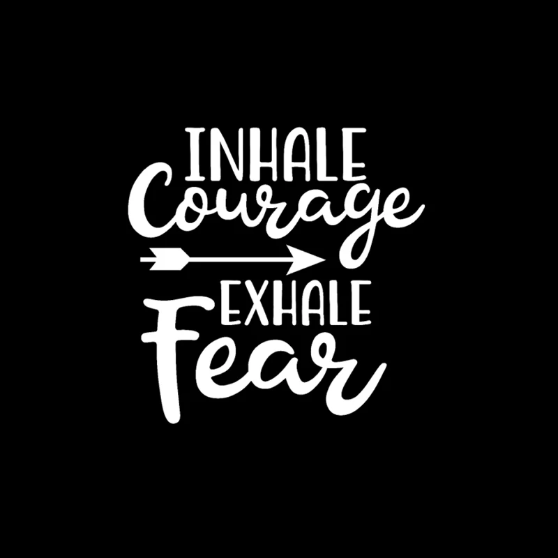 YJZT 15.2CM*15.1CM Arrow Vinyl Decal Car Sticker Inhale Courage Exhale Fear Black/Silver C10-01982