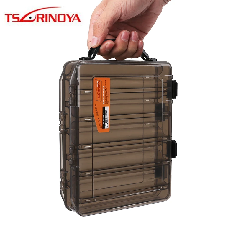 TSURINOYA Fishing Box 20*15.2*4.8cm Plastic Double Sides 10 Compartments Hard Baits Storage Box Accessories Cover Fishing Tools