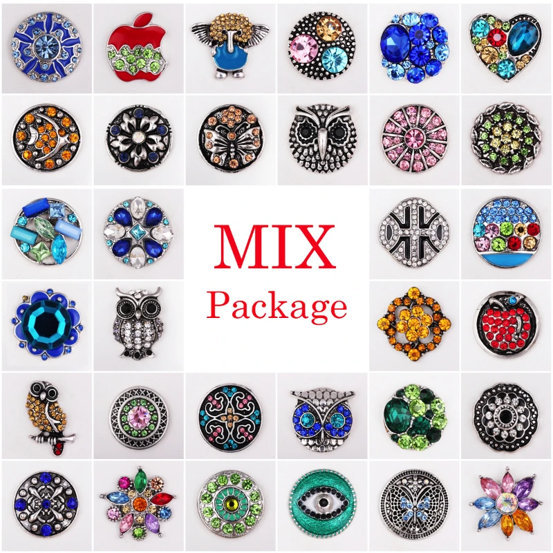 Wholesale Mix Sales 100pcs/bag Vintage Style Random 18mm Crystal Vocheng Snap Charms Button Ginger Snaps Jewelry Vn-904