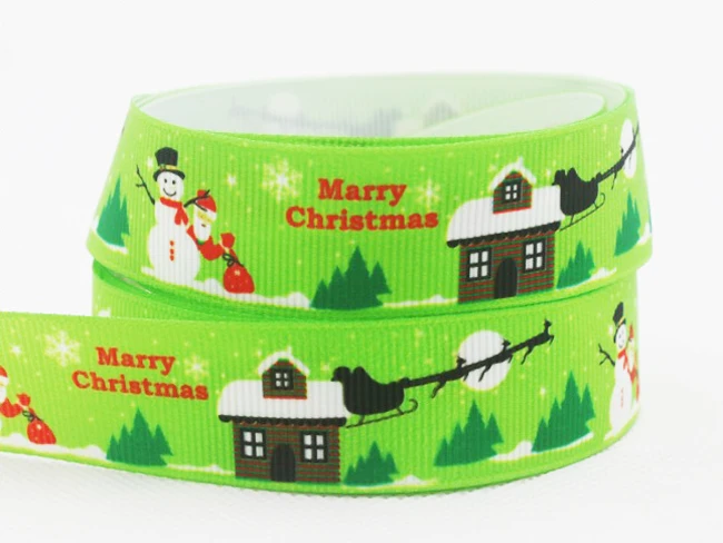 Marry Christmas,7/8 inch Printed Grosgrain ribbon,Hair bow DIY handmade 22mm Green ribbons 30yards