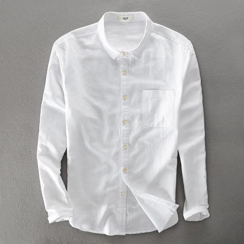 

Designer Italy New mens long-sleeved shirt casual cotton white shirt men brand linen shirts men fashion shirts male camisa