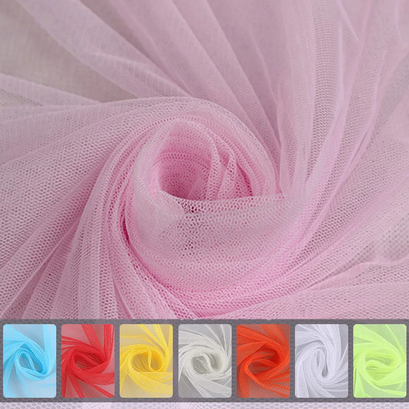 50*160cm Mesh fabric for wedding decoration fabric Mosquito net party cloth dress Solid color veil fabric 27 colors