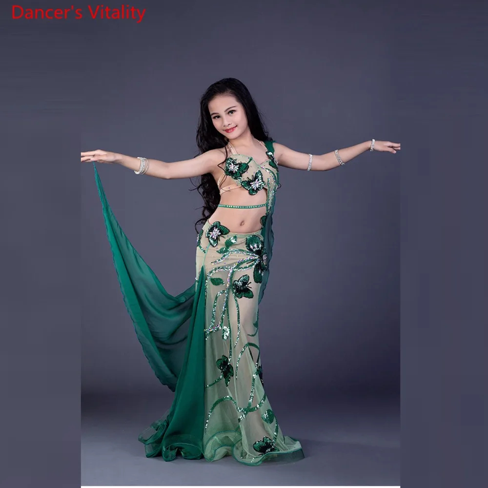 Custom Made Upscale Belly Dance for Children Costumes for kids/child/girls Sexy hand-made Belly Dancing Suits Clothes for Stage