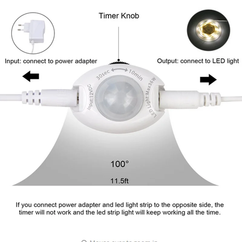 2835 PIR Sensore di Movimento HA CONDOTTO LA Luce di Striscia 1 M-5 M 60 LEDs/m Con 12 V di Alimentazione adattatore Sensore Del Corpo Umano Luci