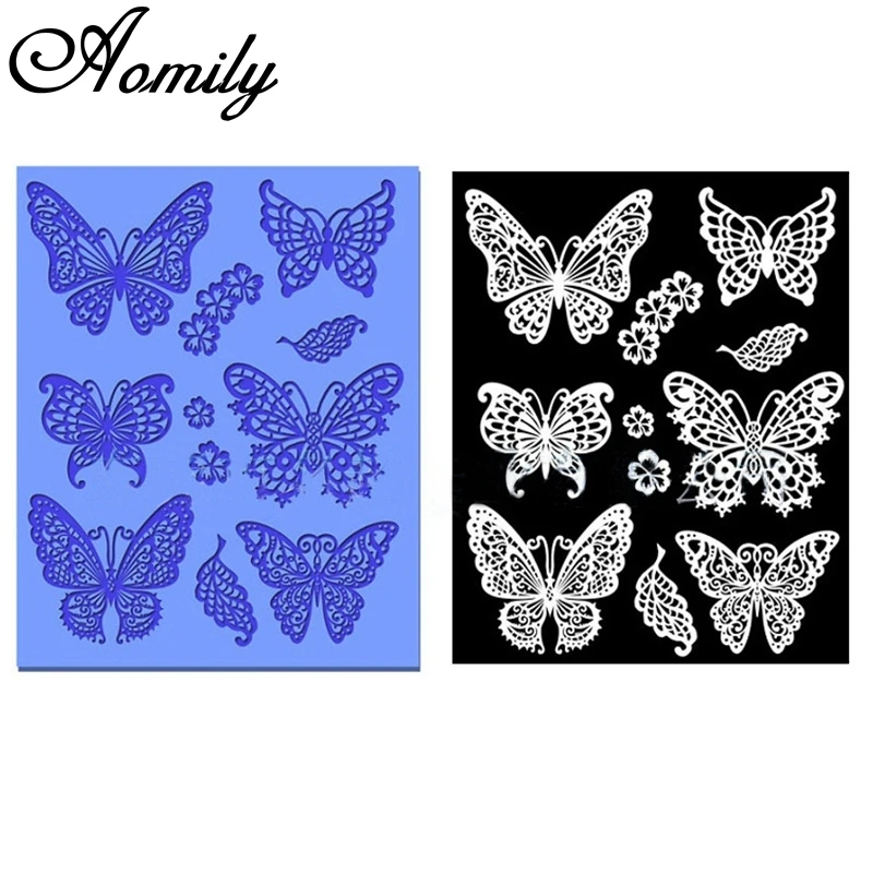 2pcs/Set Silicone Butterflies Lace Mat Pad Lace Cake Fondant Mold Butterfly Mousse Cake Kitchen DIY Baking Decorating Bakeware