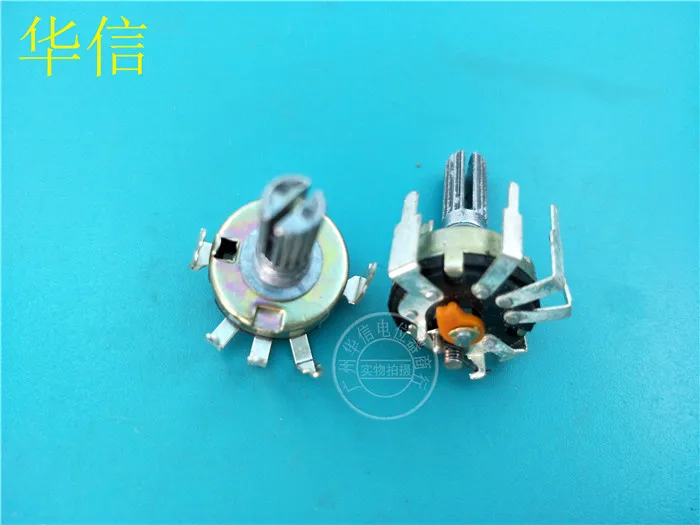 6pcs 172-type Rotary Potentiometer D10K D103 with Switch / Inside Curved Legs / Shank 20MM Flower Axis