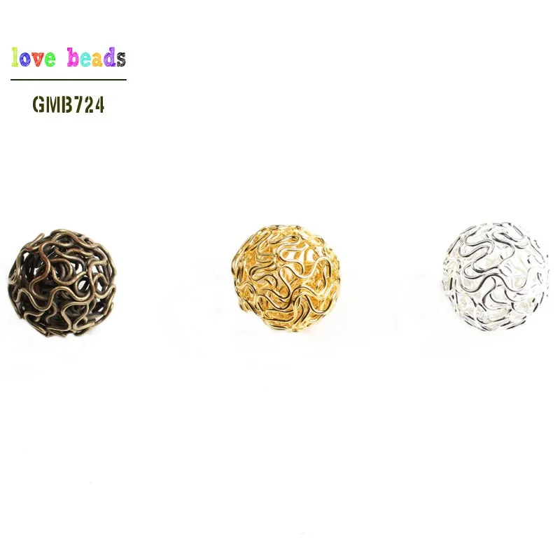 20pcs Silver Color Gold Bronze color Hollow Twist Ball Wire Beads 18mm for DIY Jewelry Earing Making