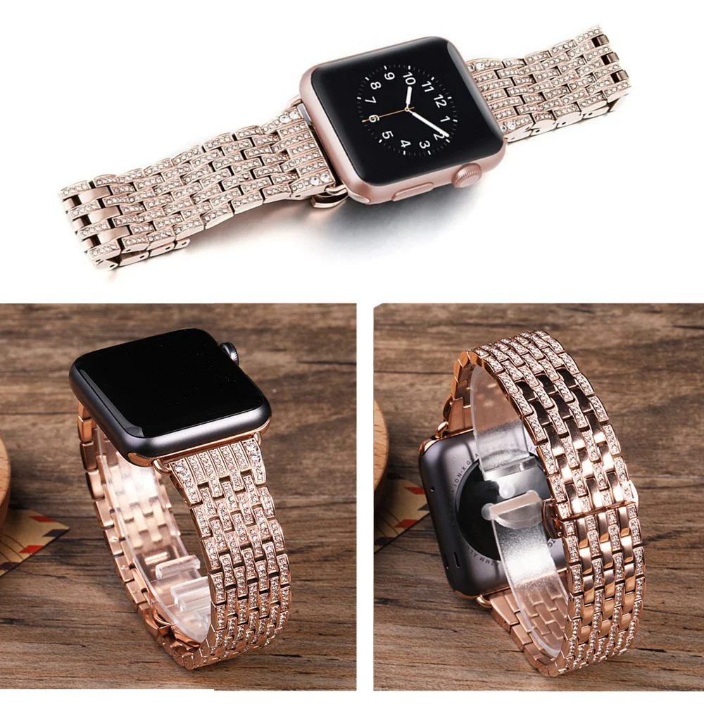 Bling strap for Apple watch band 40mm 44mm iWatch band 38mm 42mm Diamond stainless steel bracelet Apple watch series 6 5 4 3 se