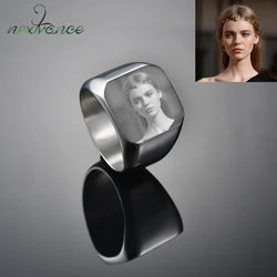 Nextvance-Bague chevalière gravée personnalisée, carré, grande largeur, bande, nom, photo, cadeau personnalisé pour motard, bijoux, Bague zones me