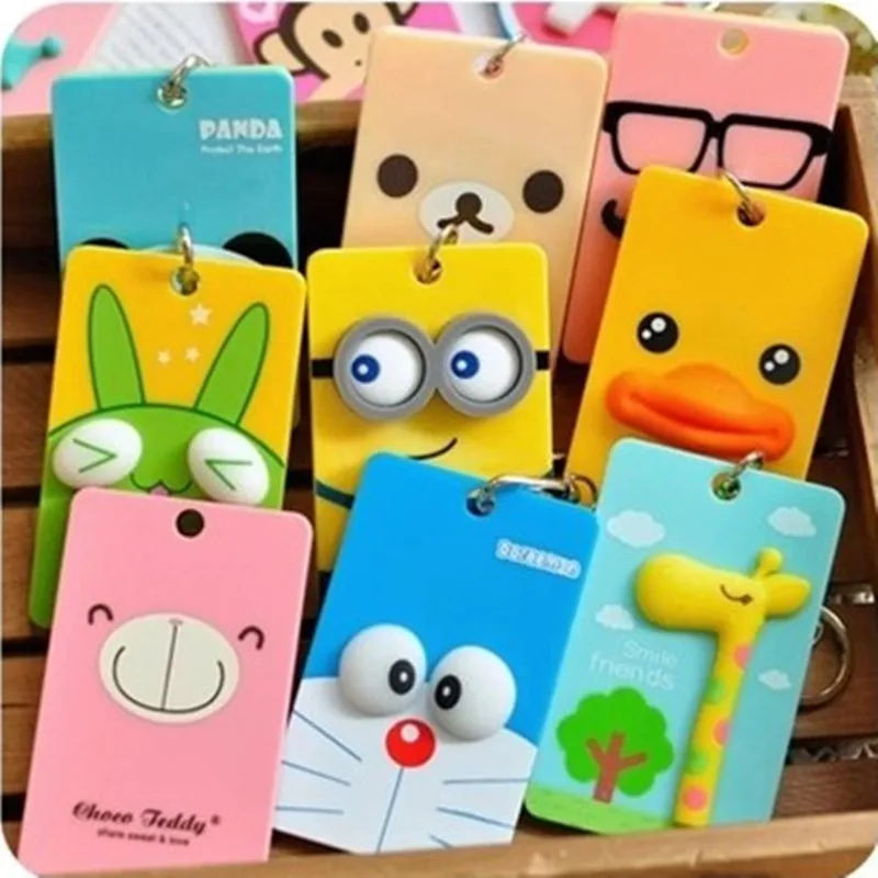 PVC Card Holder Credit Card Bus Card Case Hot Sale Cute Cartoon Panda DT Wuck Monster Design Key Holder Ring Bag Accessories KT5