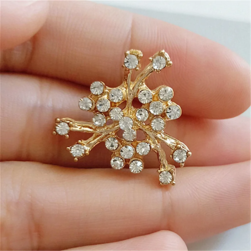 

50pc 21*21MM Gold Color Crystal Flower Charm Pendant for DIY Head Jewelry Handmade Wedding Jewelry Making Wholesale