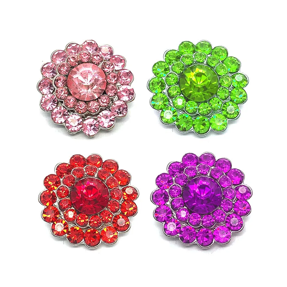 Wholesale 028 18mm 20mm rhinestone metal snap button for Bracelet Necklace Jewelry For Women Fashion accessorie
