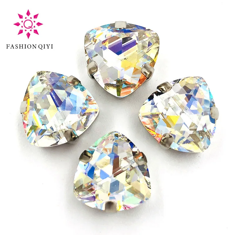 Cristal con forma de triángulo grueso, 12mm, 20 unids/bolsa, color brillante, cristal de alta calidad para coser diamantes de imitación, accesorios de ropa