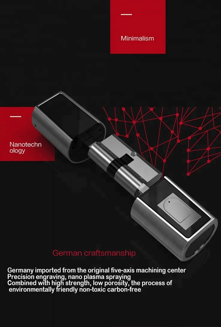 Promotion Free Shipping Remote APP control digital Fingerprint door Lock Cylinder Door Open L5SR-PLUS Fingerprint 20-120MM