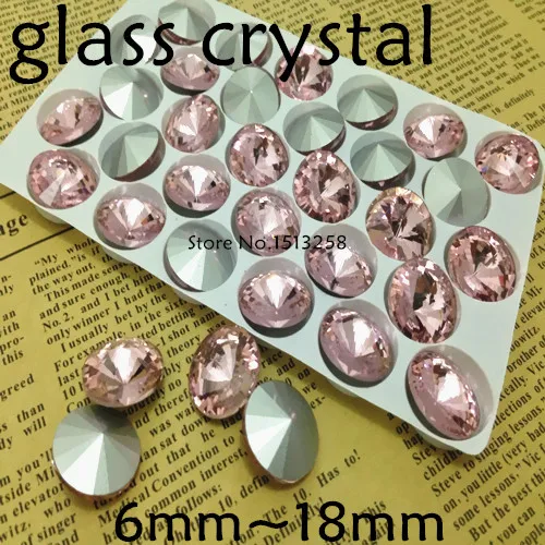 

Pink Color Rivoli Crystal Fancy Stone Point Back Glass Stone For Jewelry Making 6mm 8mm 10mm 12mm 14mm 16mm 18mm