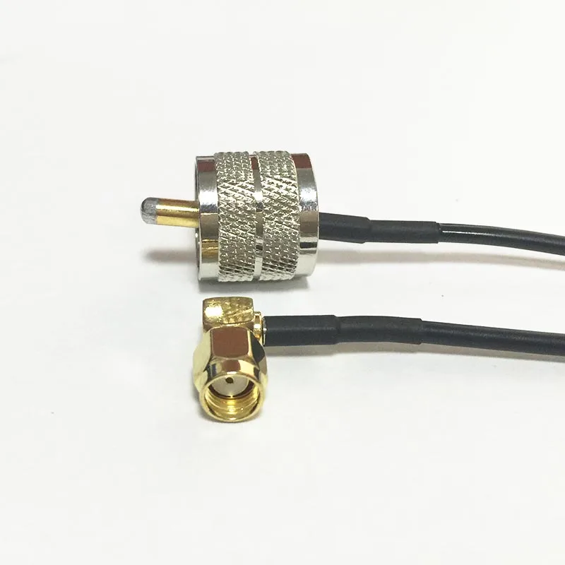 New UHF Male Plug PL259 Switch RP-SMA  Male Plug  Right  Angle pigtail cable RG174  Wholesale 20CM 8