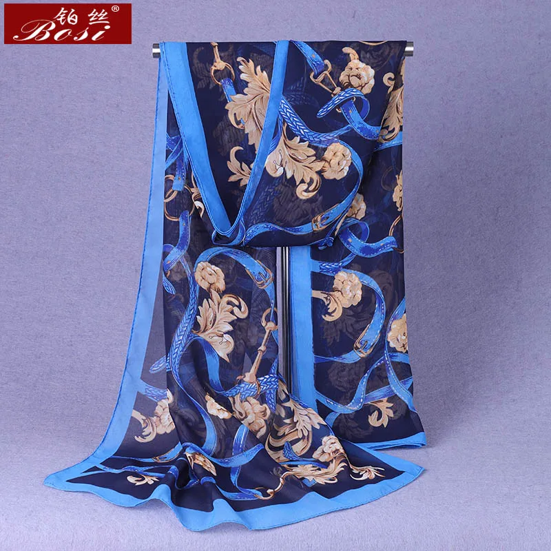 Chiffon Plant flower scarf Fashion Print adult hijab Women schal Rattan Multicolor Red shawl chain womens female scarfs shawls