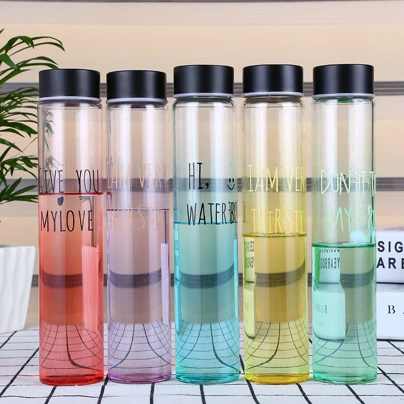 Glass Water Bottle 350ml Water Drinking Bottle Fashion Multi Color Popular Water bottles Readily Bottle With Lid Free BPA