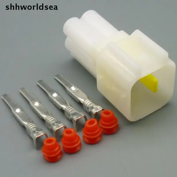 

shhworldsea 10sets 2.3MM New Car Part 4 Pin Way Sealed Waterproof Electrical socket Wire auto refit male connector Plug Set