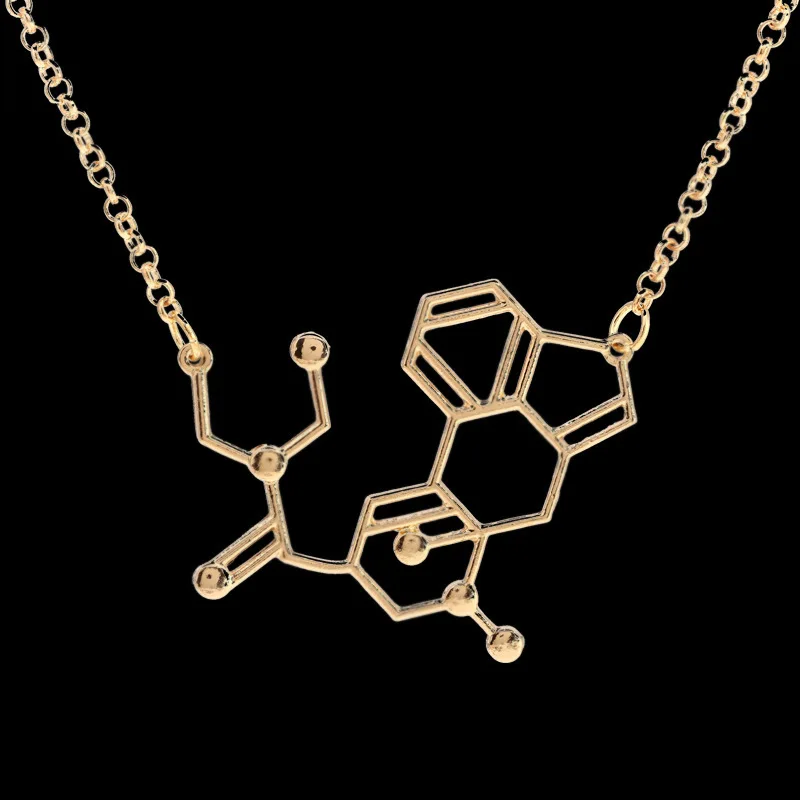 2015 New Arrival Chemical Molecule Structure Formula Necklace Fashion Simple Alloy Necklace Gold/Silver/Black Options 12pcs/lot