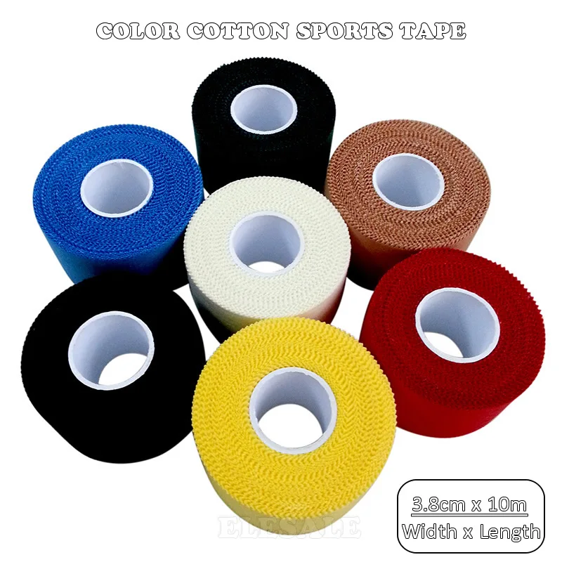 1/Roll 3.8cm 10m Color Cotton Cloth Sports Tape Bandages Wound Dressing Fixing Adhesive Outdoor Sports Treatment First Aid Kit