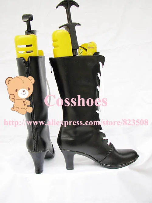 Custom made long black ciel shoes boots from black butler Kuroshitsuji Cosplay