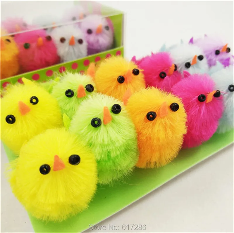 

Easter Chicken Easter chick Pack of 48 pcs Chenille Chicks Multicolor Easter Ornament 2.5cm High