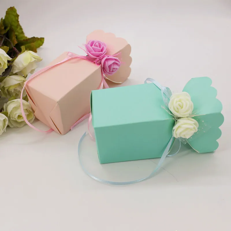 2018 creative vase pattern wedding candy boxes paper gift box with ribbons multi colour event party supplies favors and gifts