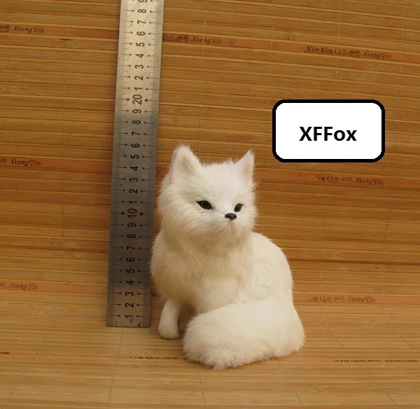 cute real life white fox model plastic&furs simulation squating fox gift about 12x10x15cm xf1755