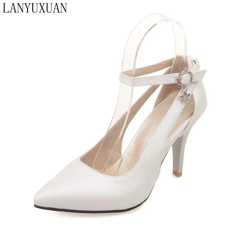 LANYUXUAN Plus Big Size 34-52 Shoes Woman New Wedding Ladies High Heels Fashion Sweet Dress Pointed Toe Women Pumps E-177