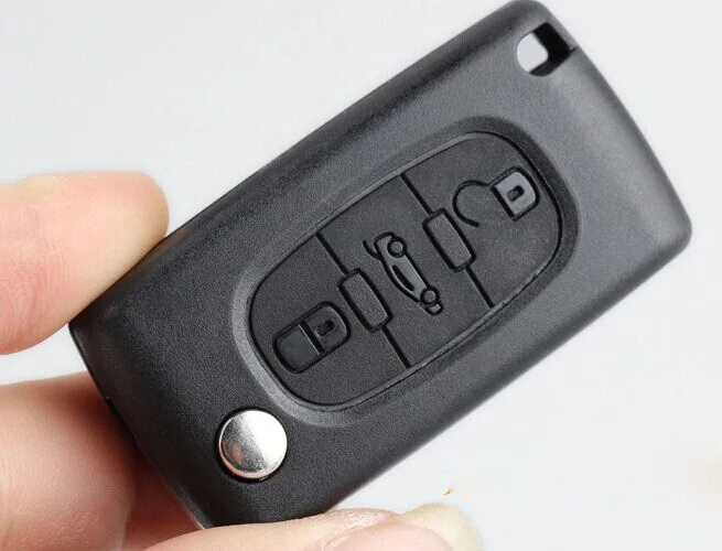 

10PCS Blanks Folding Flip Remote Key Shell Case 3 Buttons For Peugeot 407 307 308 607 Blade without Groove With Battery Holder
