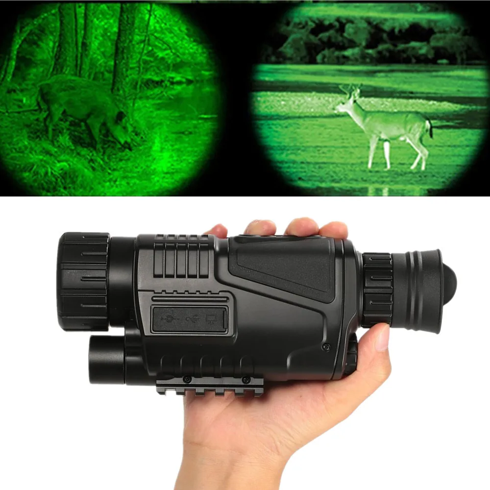 

Night Vision Monocular Hunting Scope Rechargeable 5X40 HD BAK4 Adjustable Focus 200m infrared camera Digital Video Record Device