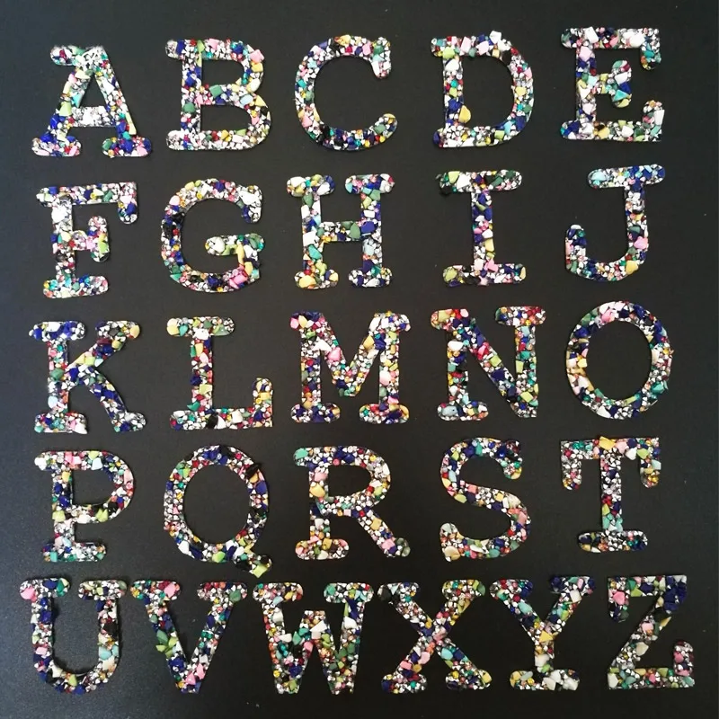 A-C 1PC Color Stone Rhinestone Letters Iron on Patches for Clothing Stripes Clothing Sticker Applique DIY Name Logo Handwork