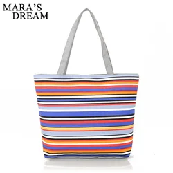 Borsa Shopper in tela da sogno di Mara a righe con stampe arcobaleno borse da spiaggia Tote borsa a tracolla per donna e ragazza borsa per lo Shopping Casual