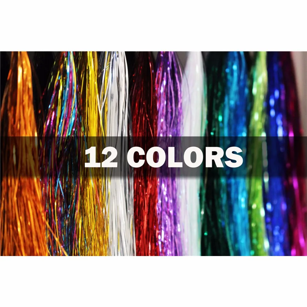 Tigofly 12 Colors 0.3mm Flashabou Tinsel Flat Mylar Crystal Flash Trout Tube Fly Fishing Tying Materials