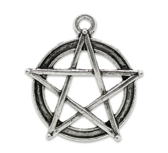 

Free Shipping 100pcs Antique Silver Tone Pentagram Round Charms Pendants 31x28mm Jewelry Findings Wholesale J0401F