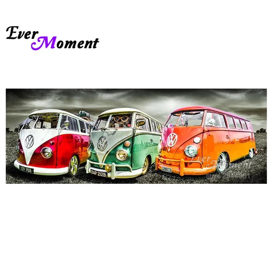 Ever Moment 5D DIY Diamond Painting Full Vehicle Buses Diamond Car Embroidery Square 5D Diamond Stich Mosaic ASF862