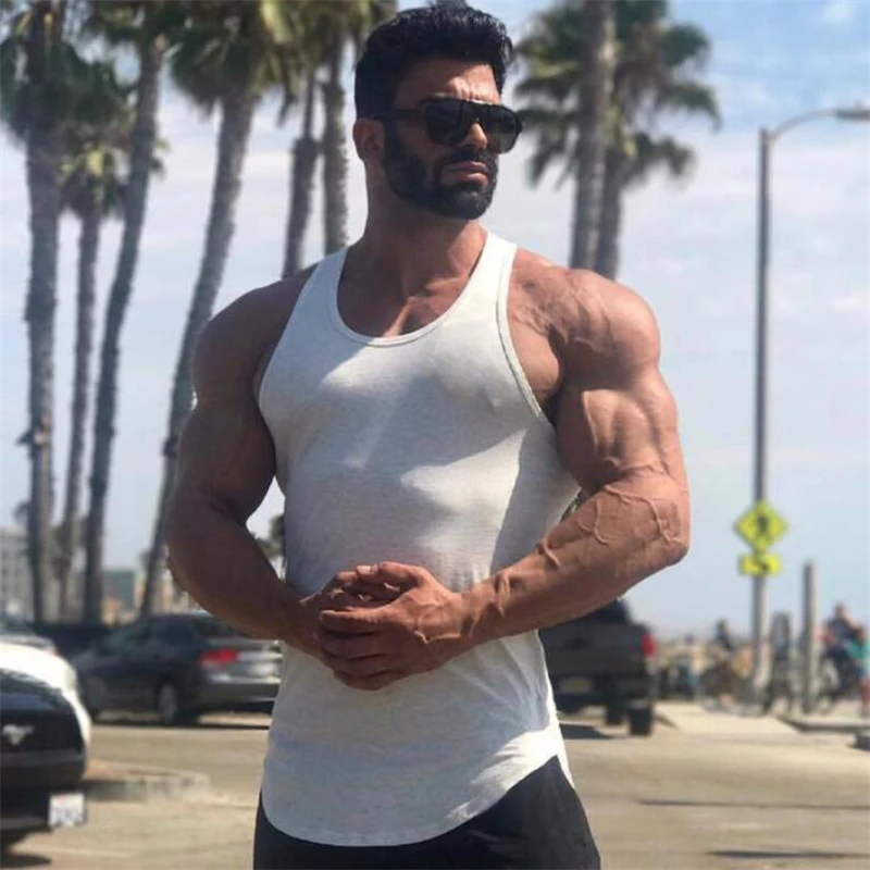 Muscleguys Mens Sleeveless Tank Tops Summer Solid Cotton Male Gyms Tank Tops Bodybuilding Clothing Undershirt Fitness tank tops