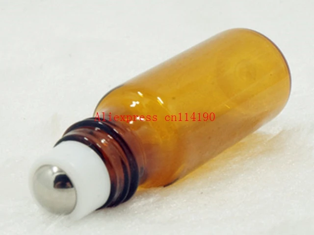 Hot sale 200 pcs/lot 5ml 1/6oz ROLL ON AMBER Brown fragrance GLASS BOTTLES ESSENTIAL OIL Roller ball Aromatherapy Bottle