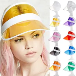 2019 Newest Fashion Summer PVC Sun Hat Plastic Visor Party Casual Hat Clear Plastic Adults Sunscreen Cap visera plastico