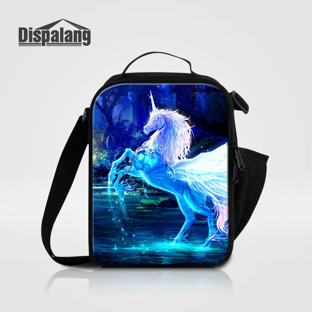 Dispalang bolsas de almuerzo con aislamiento térmico para mujer, fantástico bolso refrigerador de dibujos animados de unicornio para niños, saco de fiambrera de Picnic para comida infantil