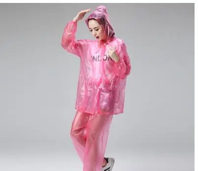 Fashion transparent raincoat suits plastic adult waterproof Split clothing outdoor