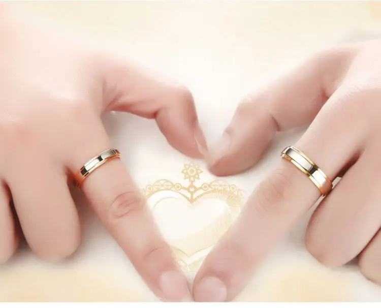 4mm 6mm Couple Ring Gold-Color Jewelry for Women Man Titanium Steel Lover Ring Personalized Ring Customize Ring Engraved Ring