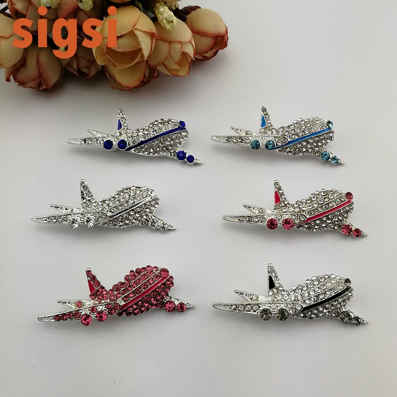 20pcs/free shipping 45mm rhinestone crystal airplane  korea brooch, elegant crystal Australia safety pin