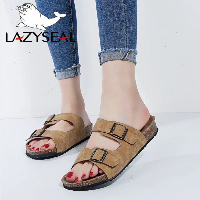 LazySeal Summer Style Shoes Woman And Men Sandals Shoes Cork Slippers Sandals Flip Flop Beach Slippers Flats Heels Large Size 44