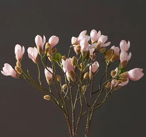 100% HI-Q and high simulation Magnolia buds decorative artificial silk flower fake magnolias fruit orchids wholesale