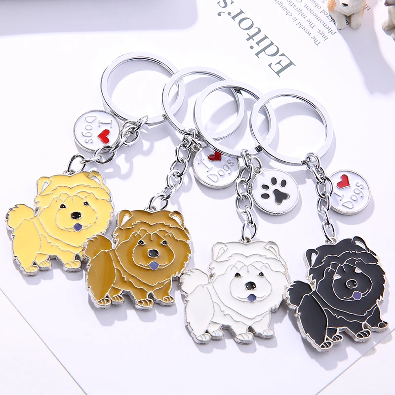 NEW Cute Chow Chow Dog keyring Animal Keychain For Bag Car Women Men Girls Boys Love Jewelry Christmas gifts Bag Charm Keyring