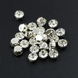 NEW ! 2D-3D 4mm-10mm Glass Sew-on Rhinestones with Silver Bottom DIY Women's Dresses 100pcs-200pcs